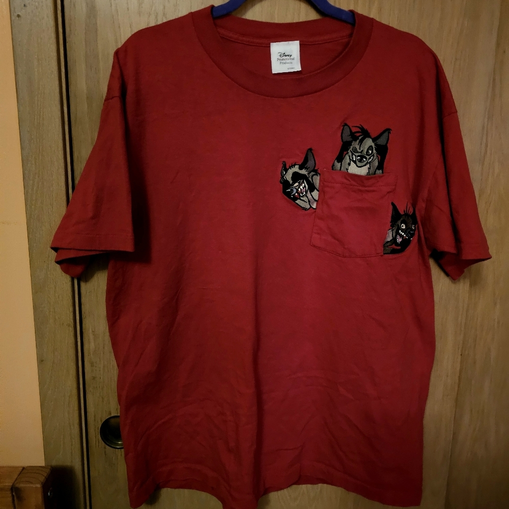 Vintage Disney Lion King Hyena Embroidered Tee XL Red Promo T-Shirt